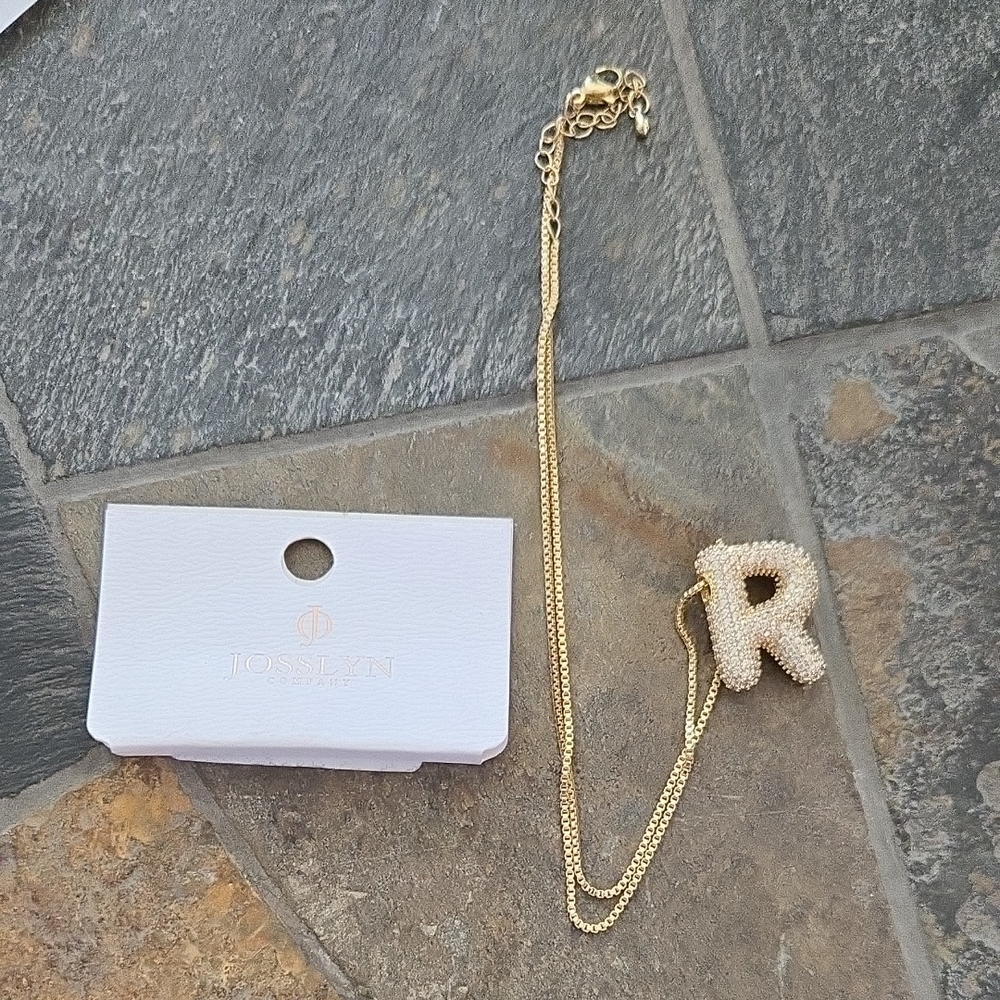 Josslyn Goldtone Necklace with 'R' Pendant
